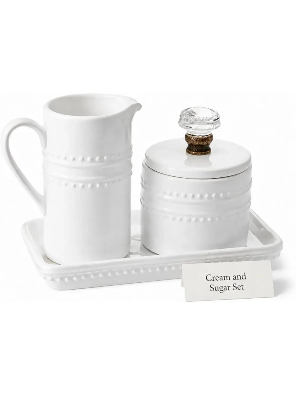 Farmhouse Vintage Cream and Sugar Set - Rustic Doorknob Design, One Size, White
